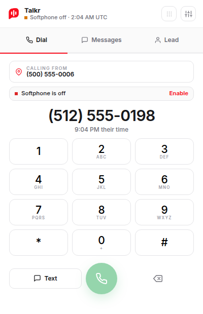 The Chrome extension popup dialer